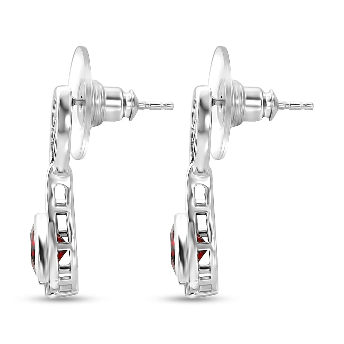 D'Joy Orissa Rose Garnet 3.15 ctw Earrings in Rhodium Over Sterling Silver