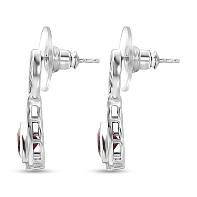 D'Joy Orissa Rose Garnet 3.15 ctw Earrings in Rhodium Over Sterling Silver