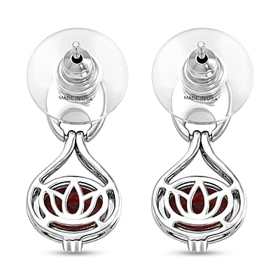 D'Joy Orissa Rose Garnet 3.15 ctw Earrings in Rhodium Over Sterling Silver