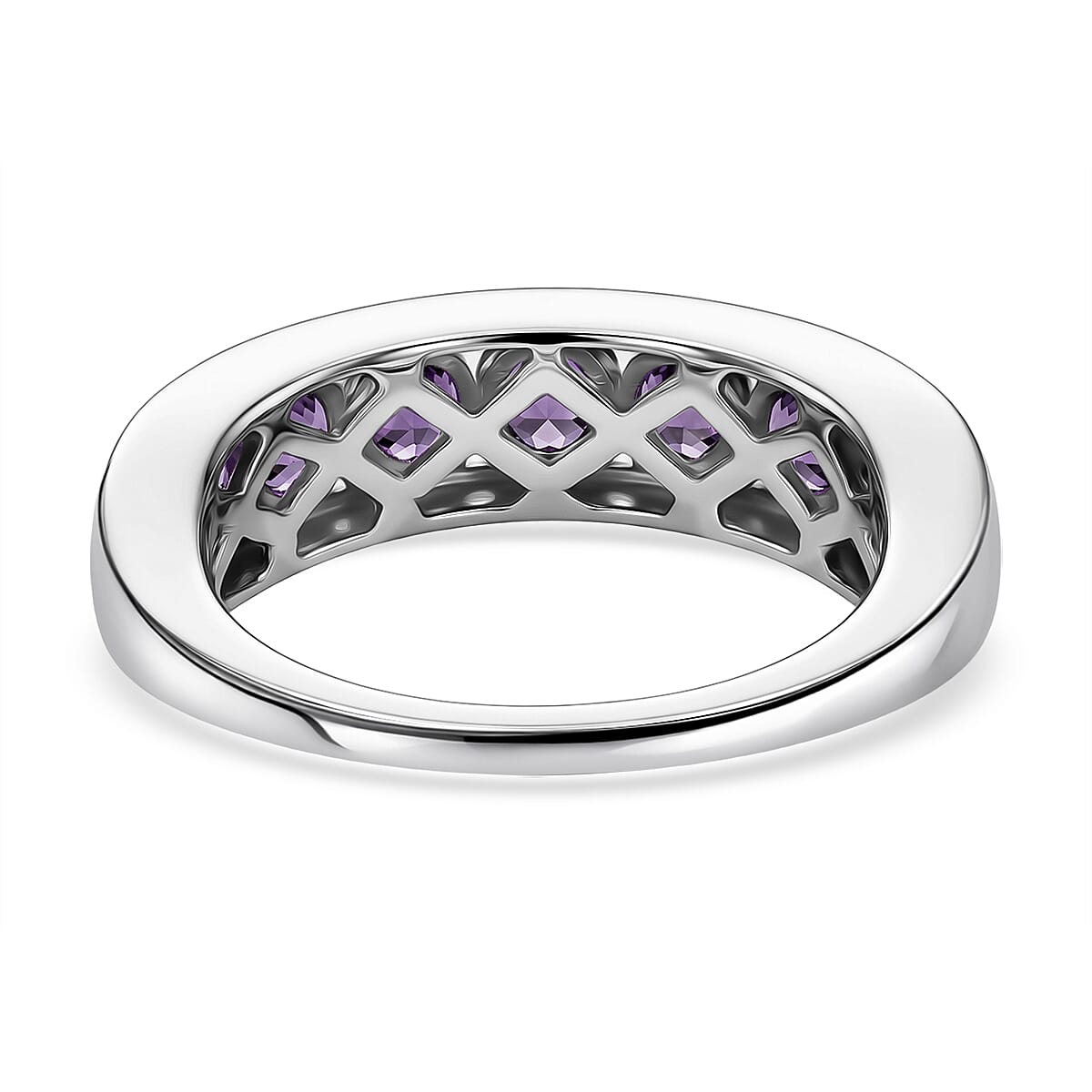 D'Joy African Amethyst 1.65 ctw Ring in Rhodium Over Sterling Silver (Size 6.0)