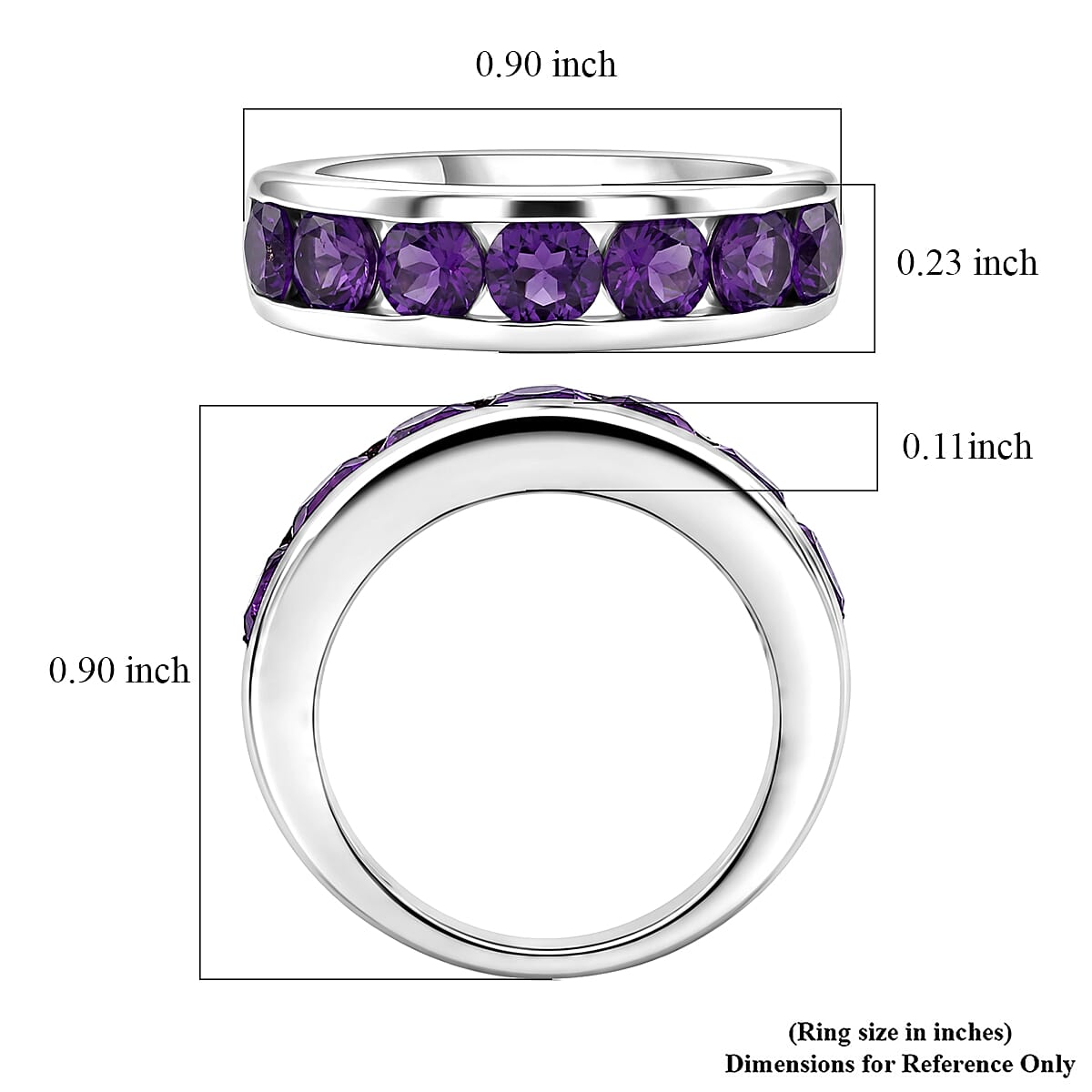 D'Joy African Amethyst 1.65 ctw Ring in Rhodium Over Sterling Silver (Size 6.0)