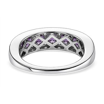 D'Joy African Amethyst 1.65 ctw Ring in Rhodium Over Sterling Silver (Size 7.0)
