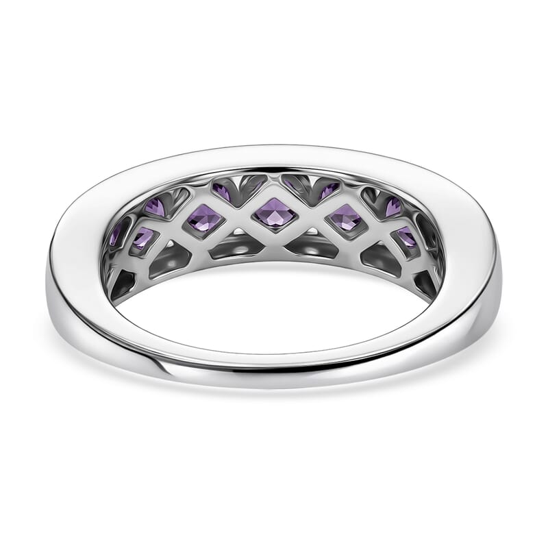 D'Joy African Amethyst 1.65 ctw Ring in Rhodium Over Sterling Silver (Size 7.0)