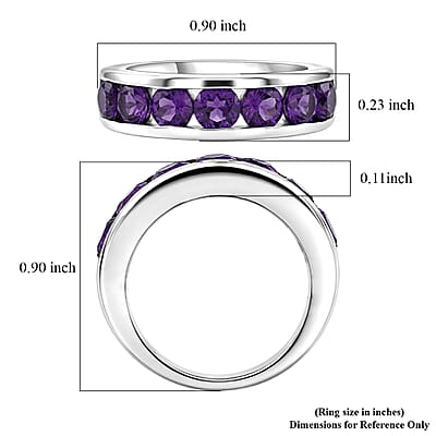 D'Joy African Amethyst 1.65 ctw Ring in Rhodium Over Sterling Silver (Size 7.0)