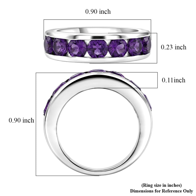D'Joy African Amethyst 1.65 ctw Ring in Rhodium Over Sterling Silver (Size 7.0)