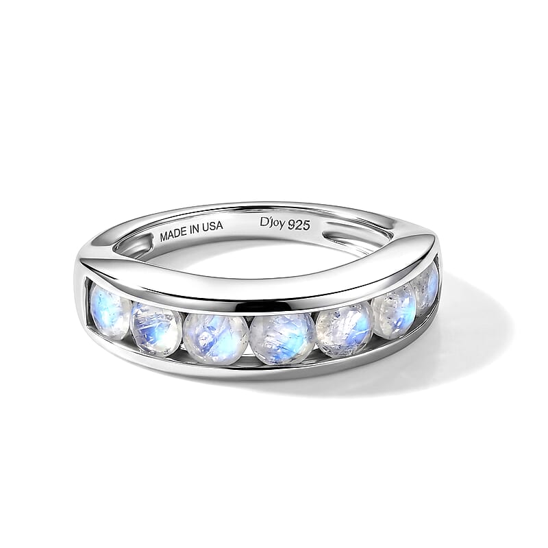 D'Joy Rainbow Moonstone 1.70 ctw Ring in Rhodium Over Sterling Silver (Size 8.0)