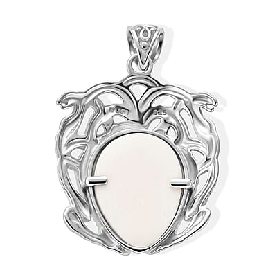 D'Joy Bali Goddess Carved Bone Pendant Without Chain in Sterling Silver