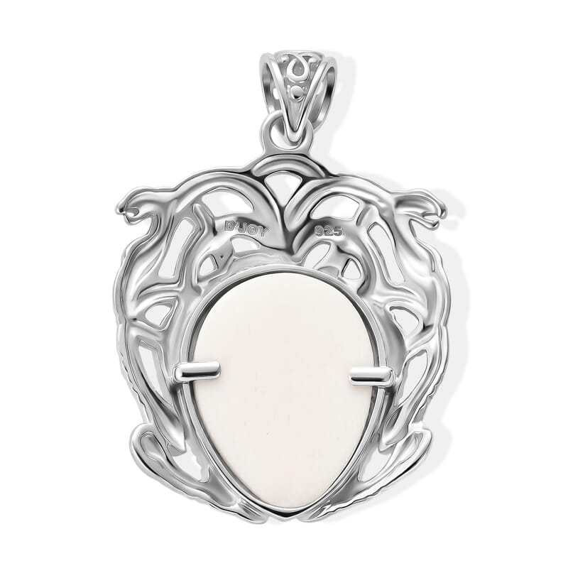 D'Joy Bali Goddess Carved Bone Pendant Without Chain in Sterling Silver
