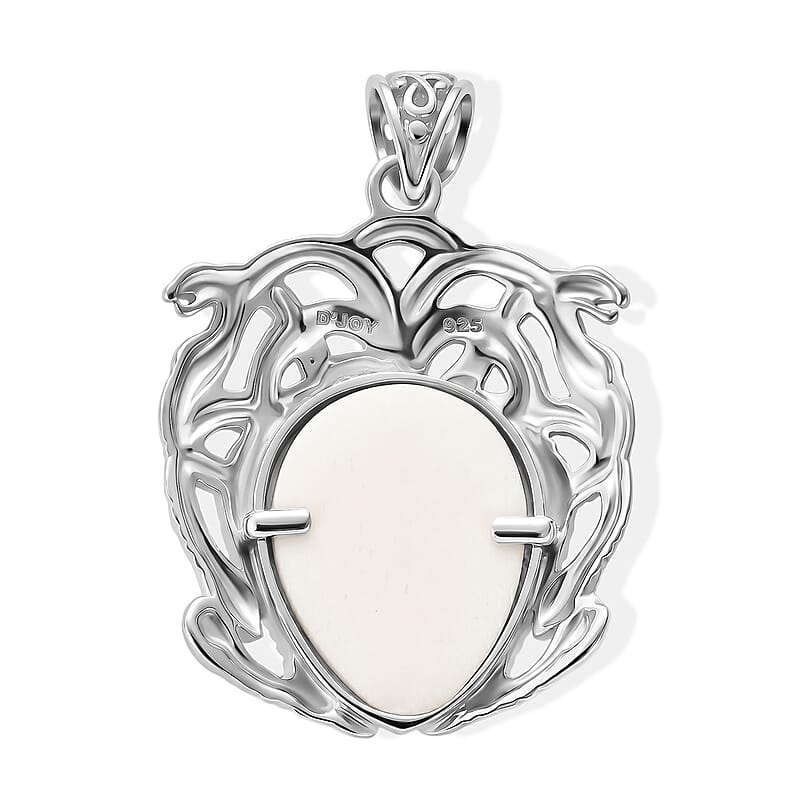D'Joy Bali Goddess Carved Bone Pendant Without Chain in Sterling Silver