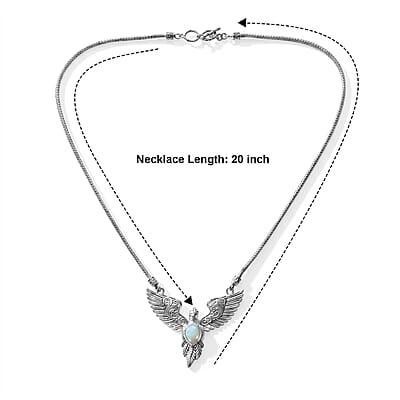 D'Joy Bali Legacy Premium Ethiopian Welo Opal 1.70 ctw Eagle Necklace (20 Inches) in Sterling Silver
