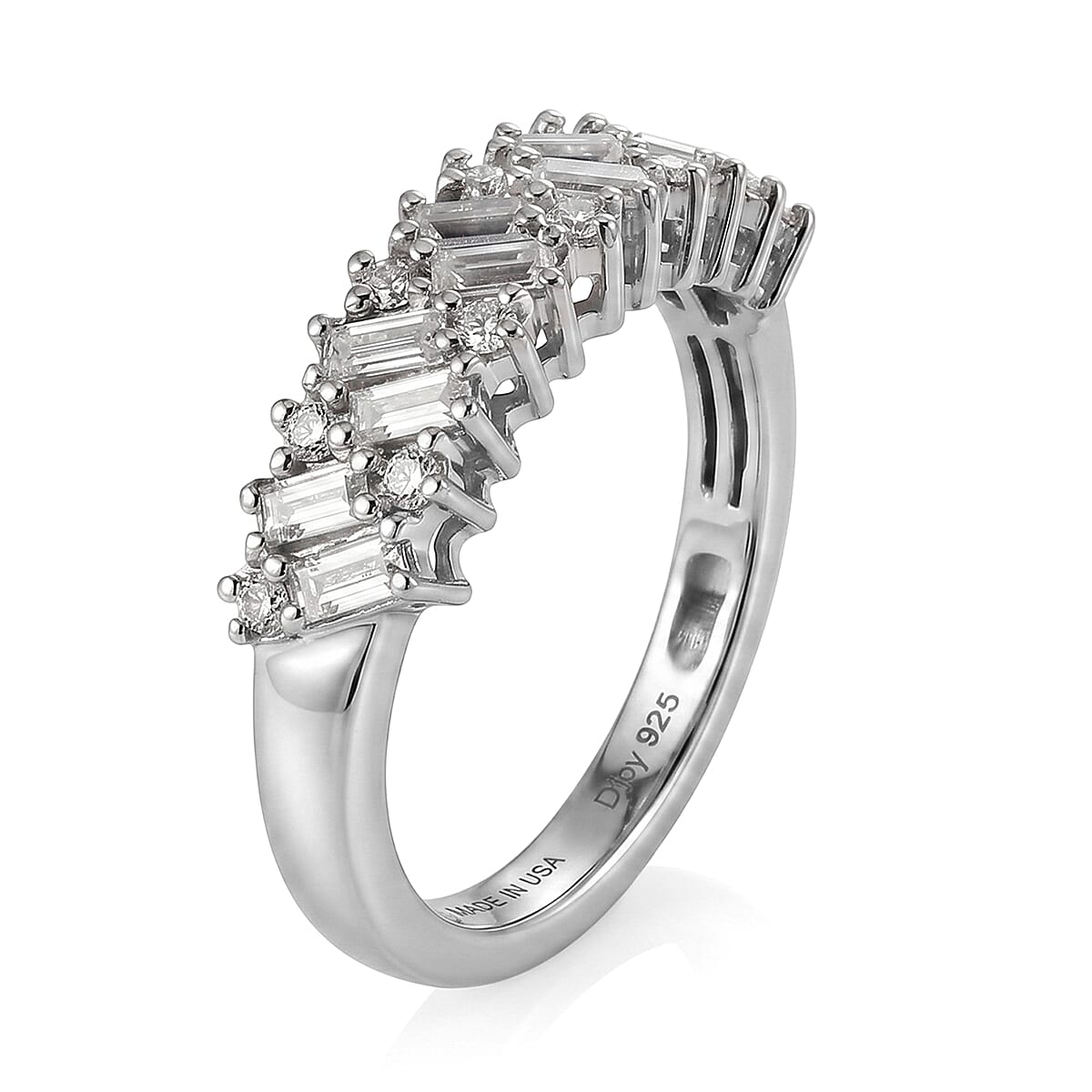 D'Joy Moissanite 0.65 ctw Ring in Rhodium Over Sterling Silver (Size 8.0)