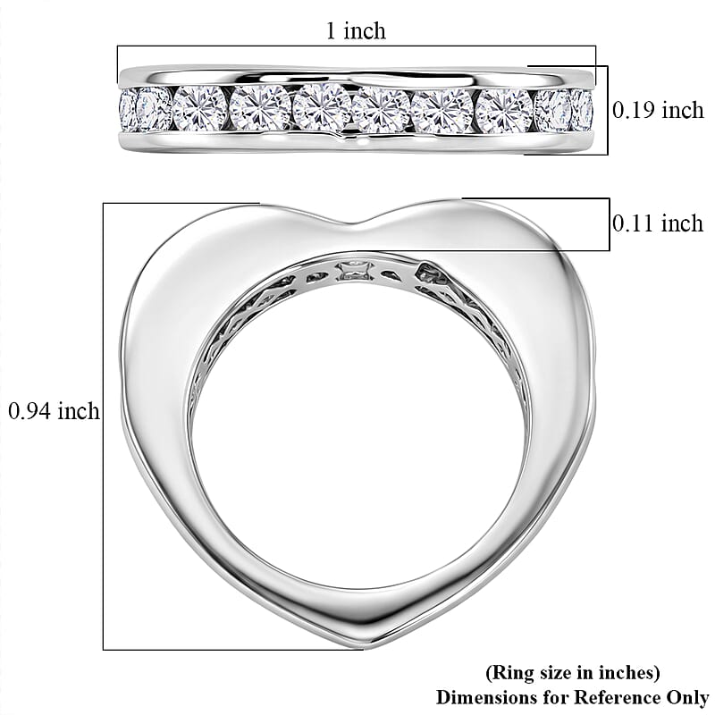 D'Joy Moissanite 1.25 ctw Ring in Rhodium Over Sterling Silver (Size 7.0)