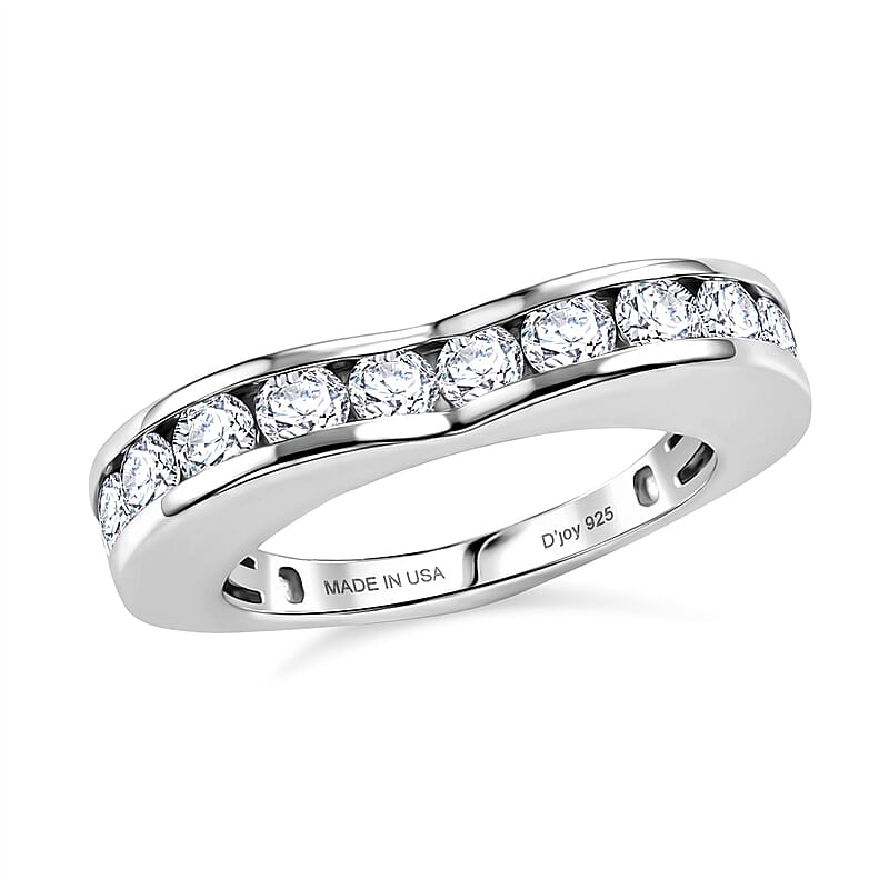 D'Joy Moissanite 1.10 ctw Ring in Rhodium Over Sterling Silver (Size 8.0)