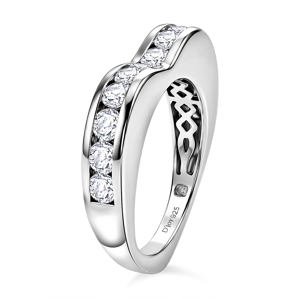 D'Joy Moissanite 1.10 ctw Ring in Rhodium Over Sterling Silver (Size 8.0)