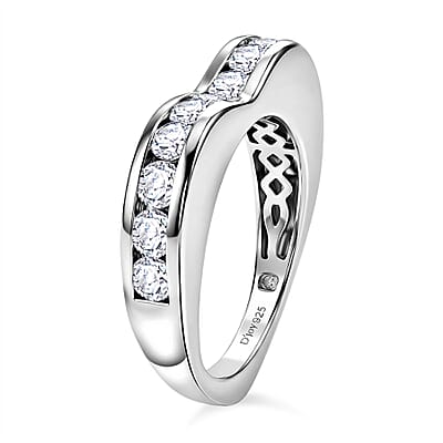 D'Joy Moissanite 1.10 ctw Ring in Rhodium Over Sterling Silver (Size 8.0)