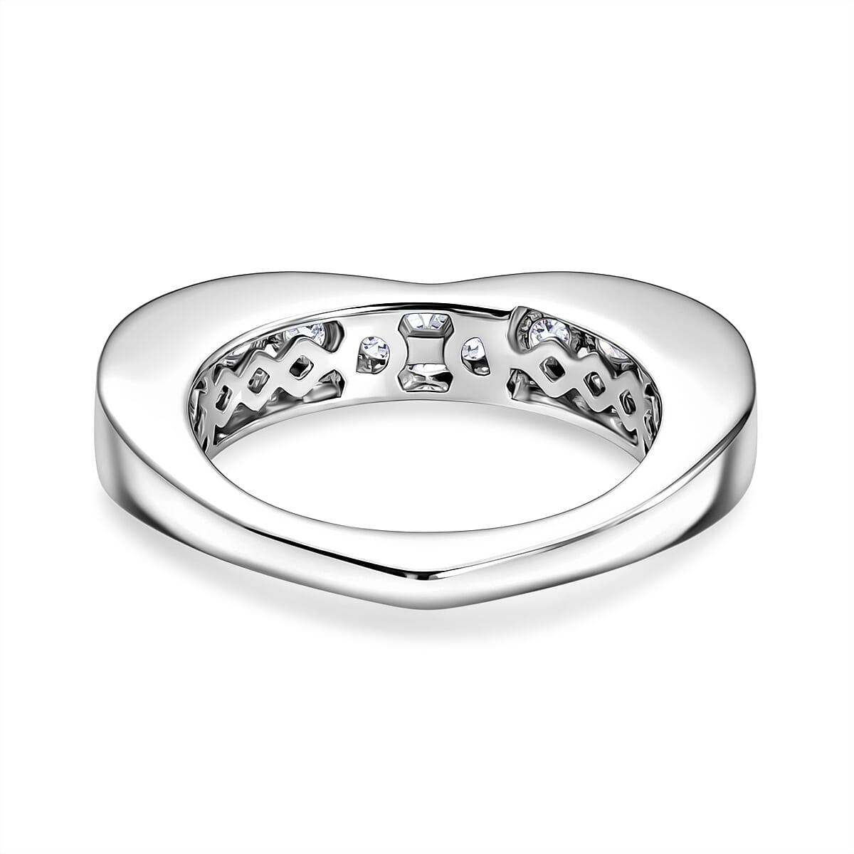D'Joy Moissanite 1.10 ctw Ring in Rhodium Over Sterling Silver (Size 8.0)