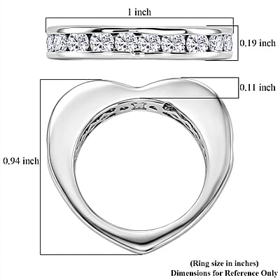 D'Joy Moissanite 1.10 ctw Ring in Rhodium Over Sterling Silver (Size 8.0)