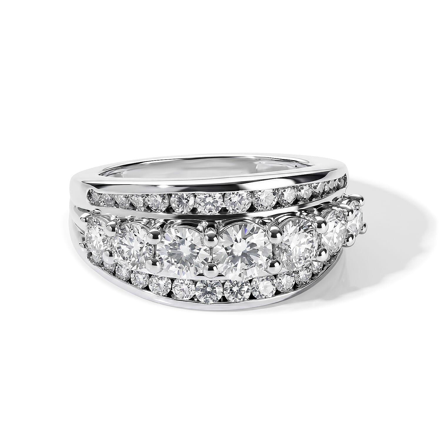 D'Joy Moissanite 1.75 ctw Ring in Rhodium Over Sterling Silver (Size 8.0)