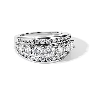D'Joy Moissanite 1.75 ctw Ring in Rhodium Over Sterling Silver (Size 8.0)