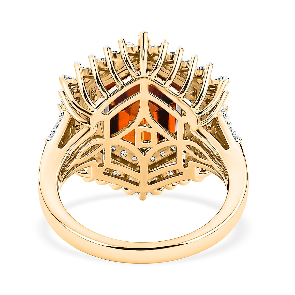 D'Joy AAA Santa Ana Madeira Citrine and Moissanite 5.90 ctw Sunburst Ring in 18K Vermeil Yellow Gold Over Sterling Silver (Size 10.0) image number 4