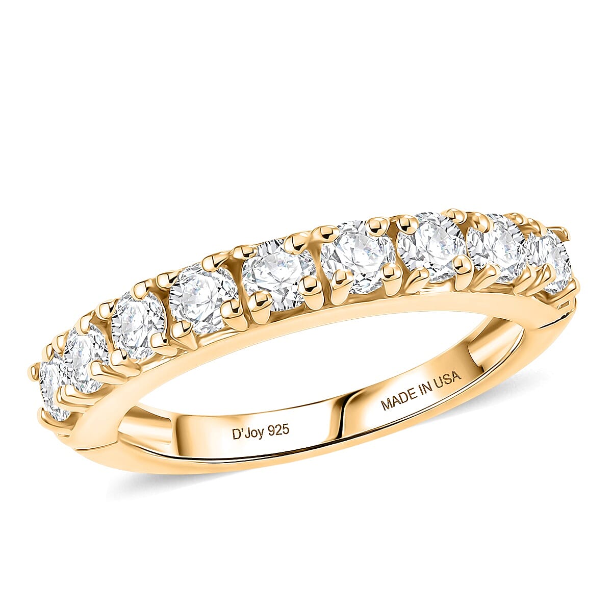 D'Joy Moissanite 1.00 ctw Band Ring in 18K Vermeil Yellow Gold Over Sterling Silver (Size 6.0)