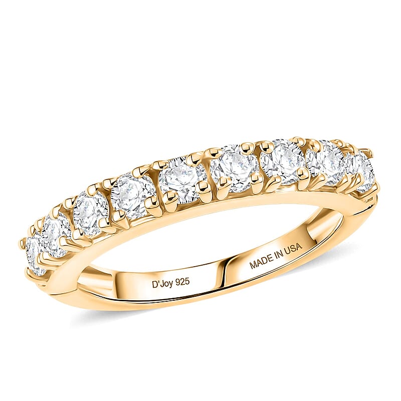D'Joy Moissanite 1.00 ctw Band Ring in 18K Vermeil Yellow Gold Over Sterling Silver (Size  7.0)