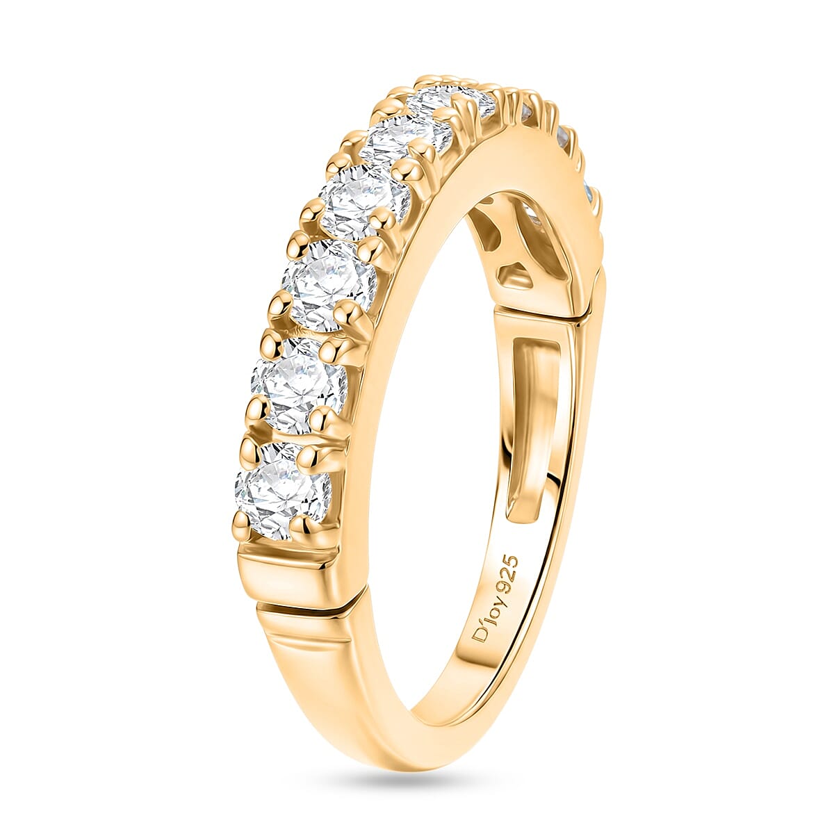 D'Joy Moissanite 1.00 ctw Band Ring in 18K Vermeil Yellow Gold Over Sterling Silver (Size  7.0)