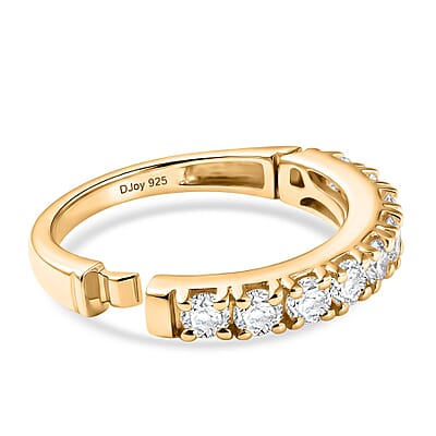 D'Joy Moissanite 1.00 ctw Band Ring in 18K Vermeil Yellow Gold Over Sterling Silver (Size  7.0)