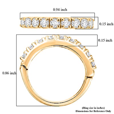 D'Joy Moissanite 1.00 ctw Band Ring in 18K Vermeil Yellow Gold Over Sterling Silver (Size  7.0)