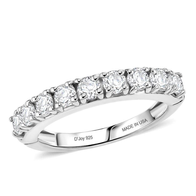 D'Joy Moissanite 1.00 ctw Band Ring in Rhodium Over Sterling Silver (Size  7.0)