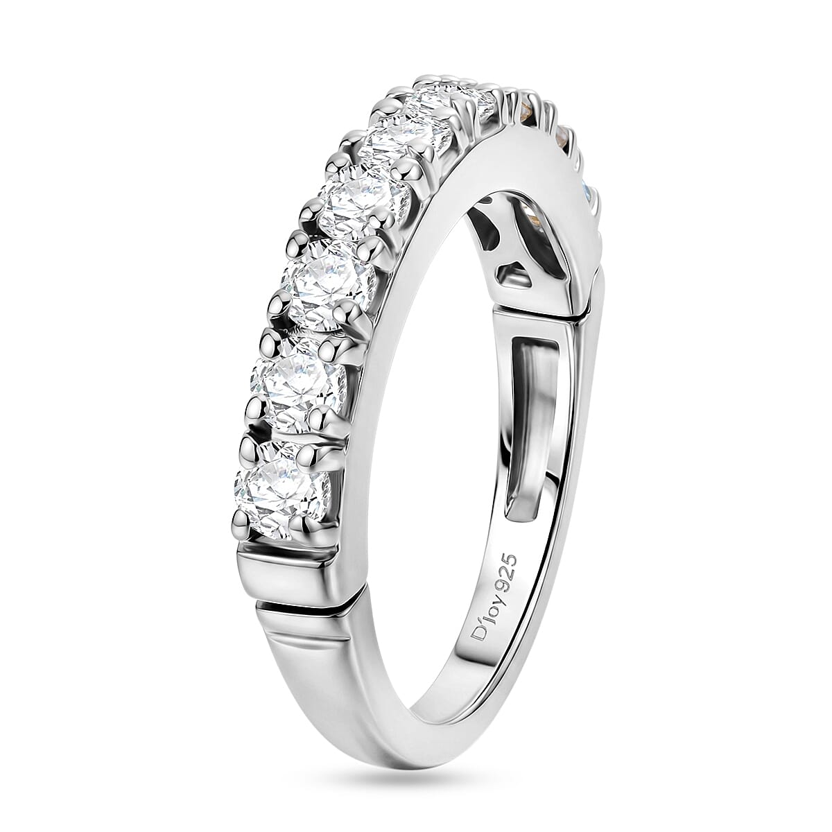 D'Joy Moissanite 1.00 ctw Band Ring in Rhodium Over Sterling Silver (Size  7.0)