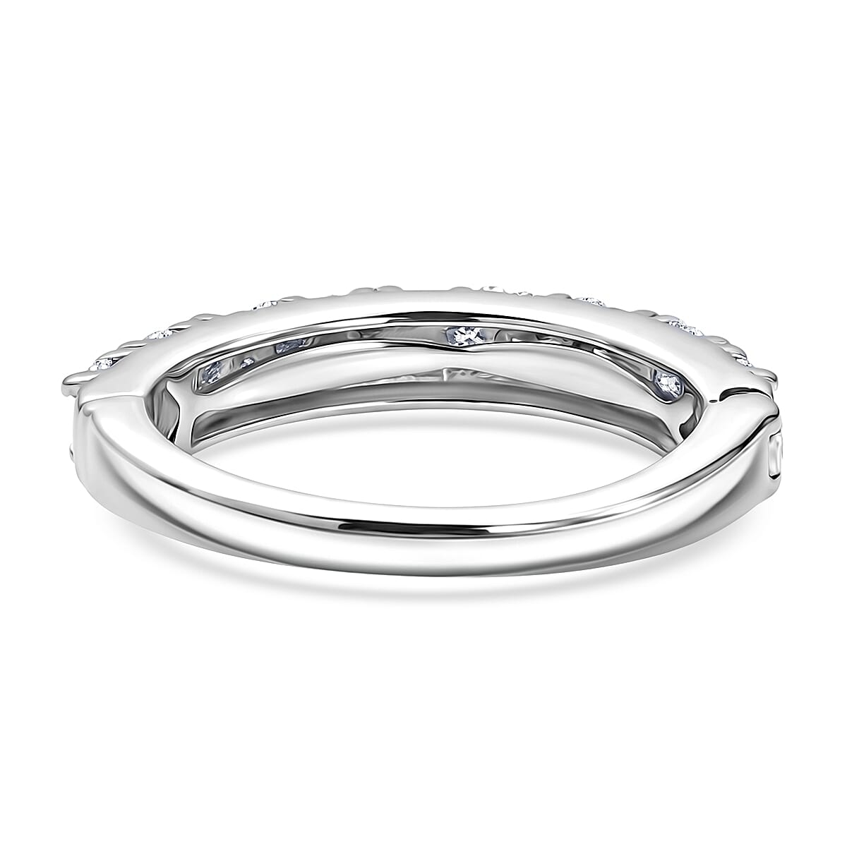 D'Joy Moissanite 1.00 ctw Band Ring in Rhodium Over Sterling Silver (Size  7.0)