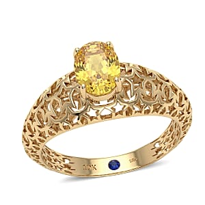 GP Celestial Dream Collection AAAA Yellow Sapphire and Blue Sapphire 1.00 ctw Ring in 10K Yellow Gold (Size 6.0)