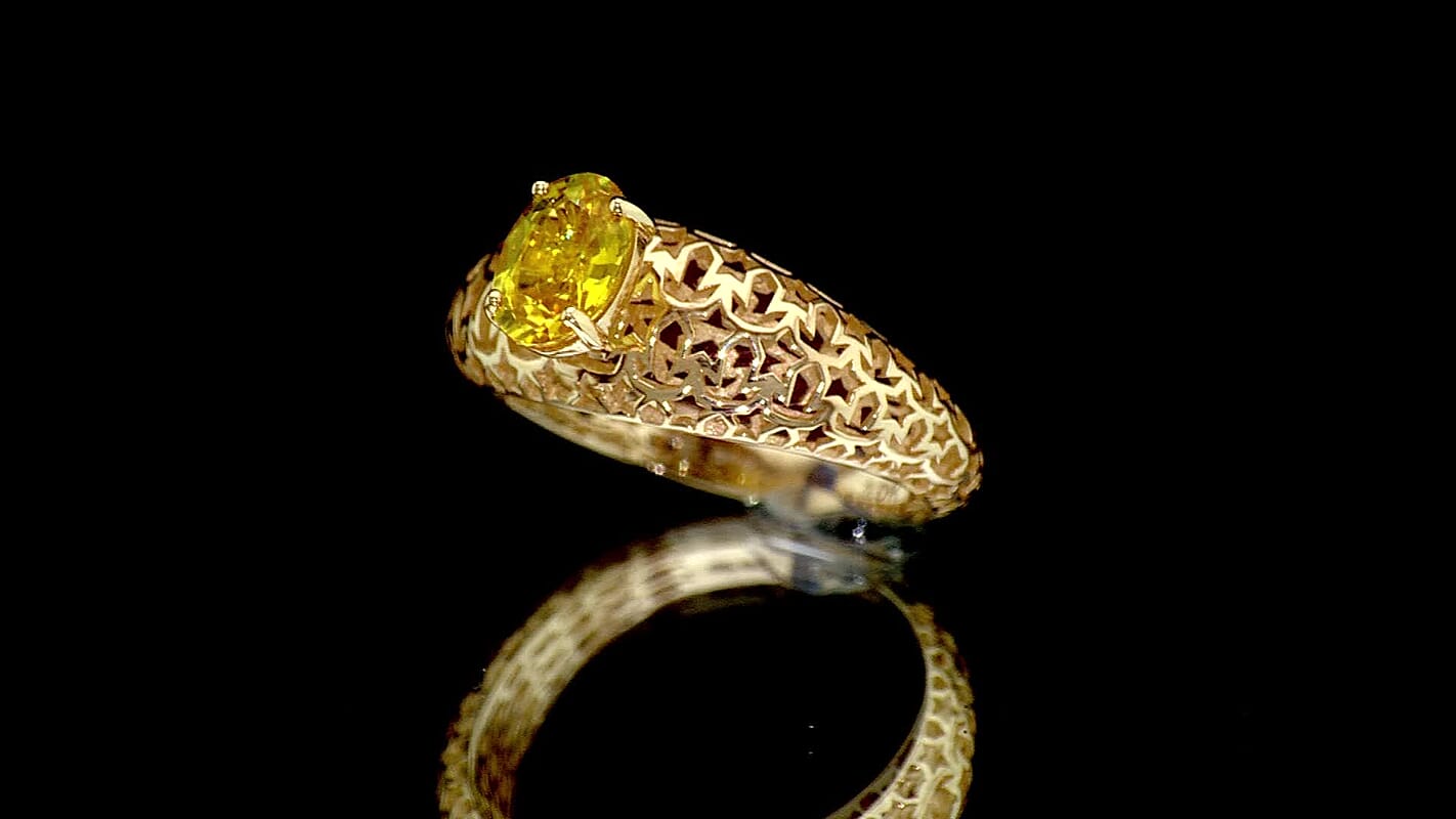 GP Celestial Dream Collection 10K Yellow Gold AAAA Yellow Sapphire, Blue Sapphire Ring (Size 6.0) 1.00 ctw