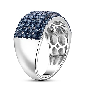 D'Joy Natural Blue Diamond 0.50 ctw Wide Band Ring in Rhodium Over Sterling Silver (Size 9.0)