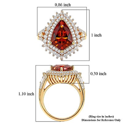 D'Joy AAA Santa Ana Madeira Citrine and Moissanite 5.15 ctw Sunburst Ring in 18K Vermeil Yellow Gold Over Sterling Silver (Size 6.0)