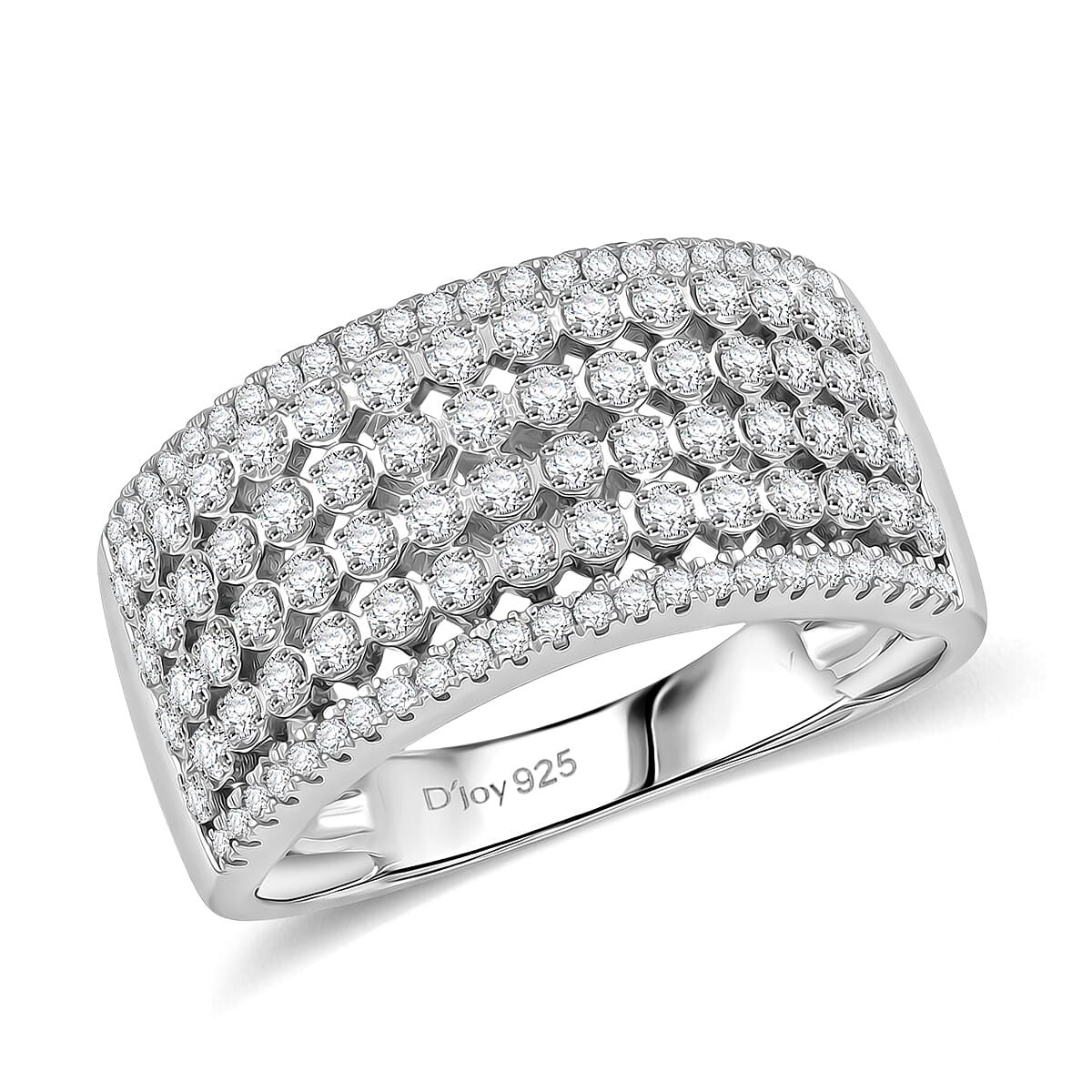 D'Joy Diamond 0.50 ctw Wide Band Ring in Rhodium Over Sterling Silver (Size  10.0)