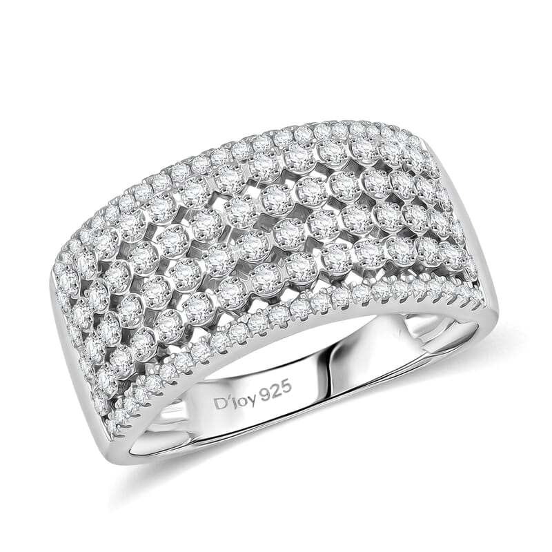 D'Joy Diamond 0.50 ctw Wide Band Ring in Rhodium Over Sterling Silver (Size  10.0)