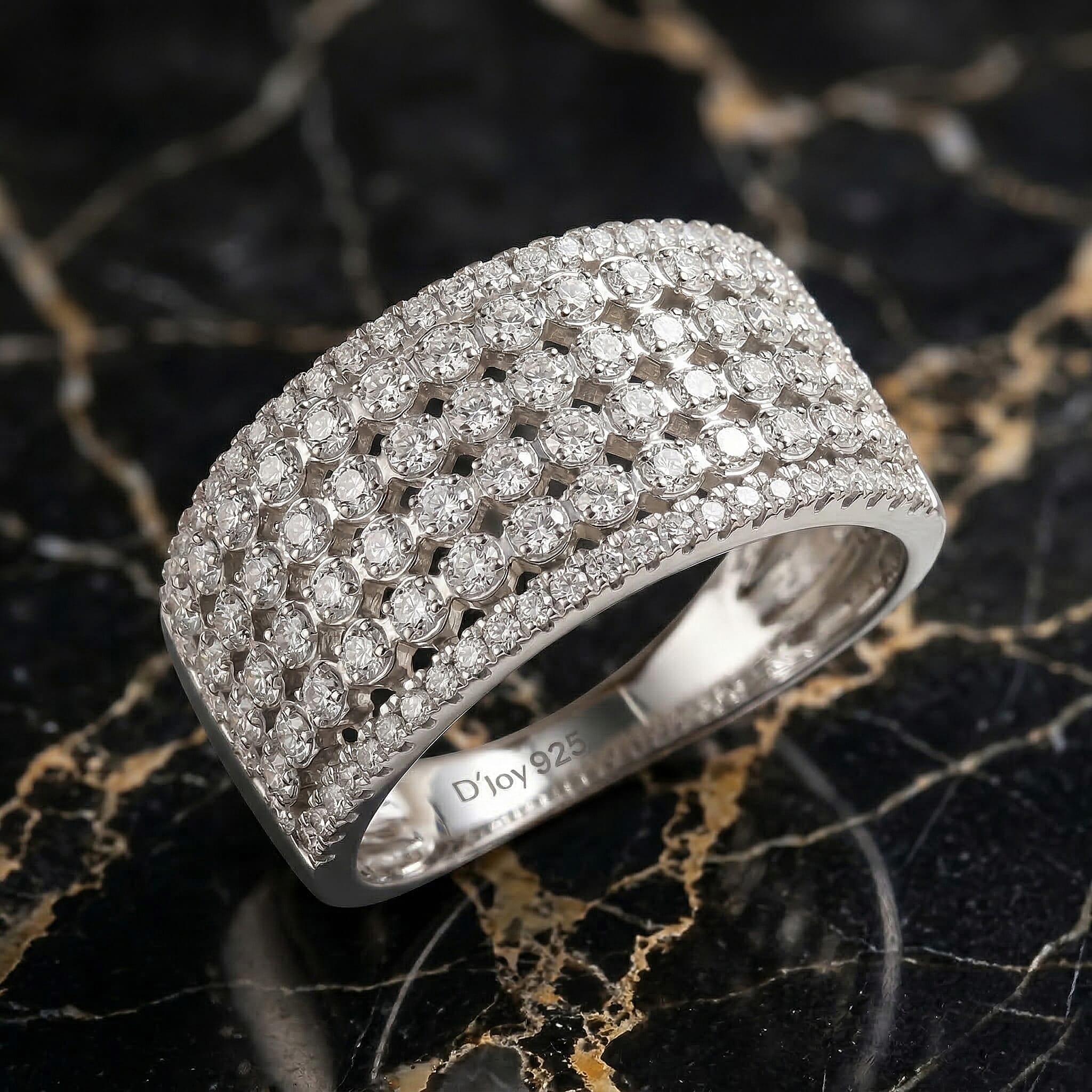 D'Joy Diamond 0.50 ctw Wide Band Ring in Rhodium Over Sterling Silver (Size  10.0)