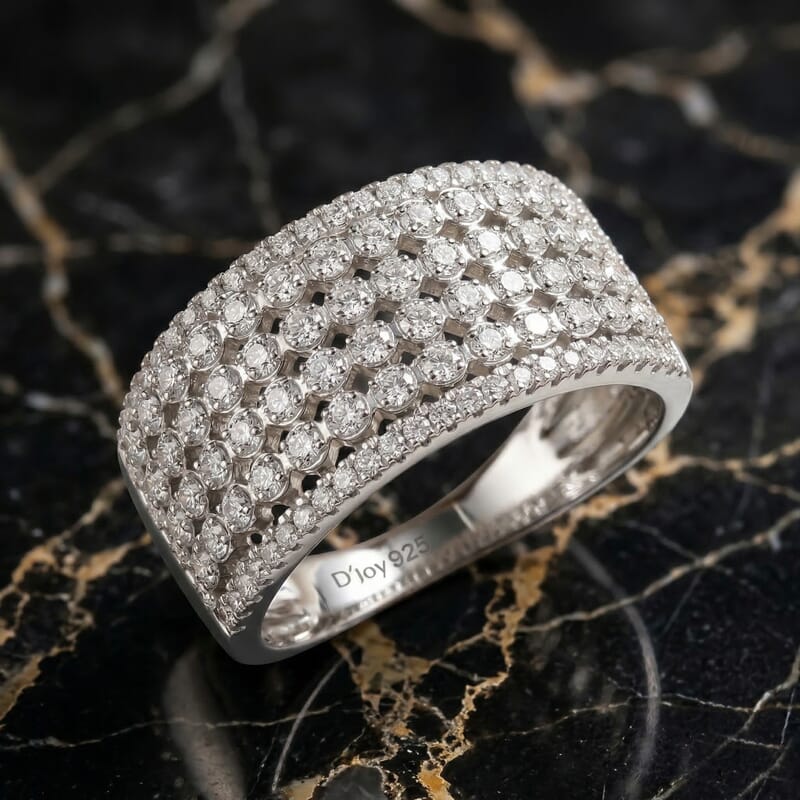D'Joy Diamond 0.50 ctw Wide Band Ring in Rhodium Over Sterling Silver (Size  10.0)