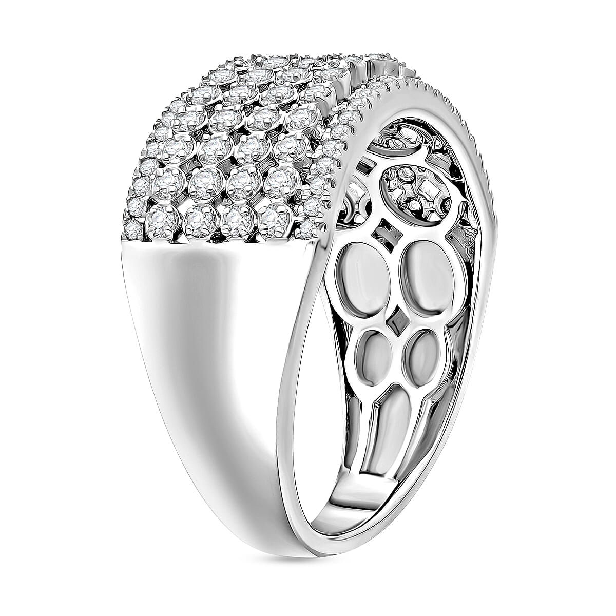 D'Joy Diamond 0.50 ctw Wide Band Ring in Rhodium Over Sterling Silver (Size  10.0)