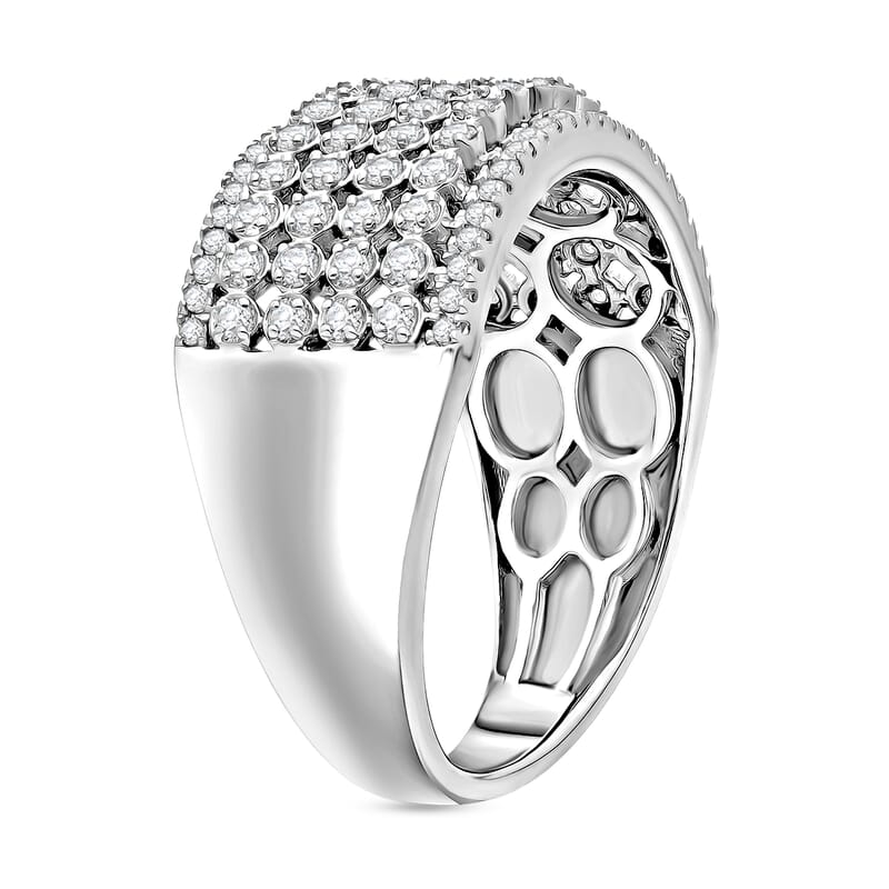 D'Joy Diamond 0.50 ctw Wide Band Ring in Rhodium Over Sterling Silver (Size  10.0)