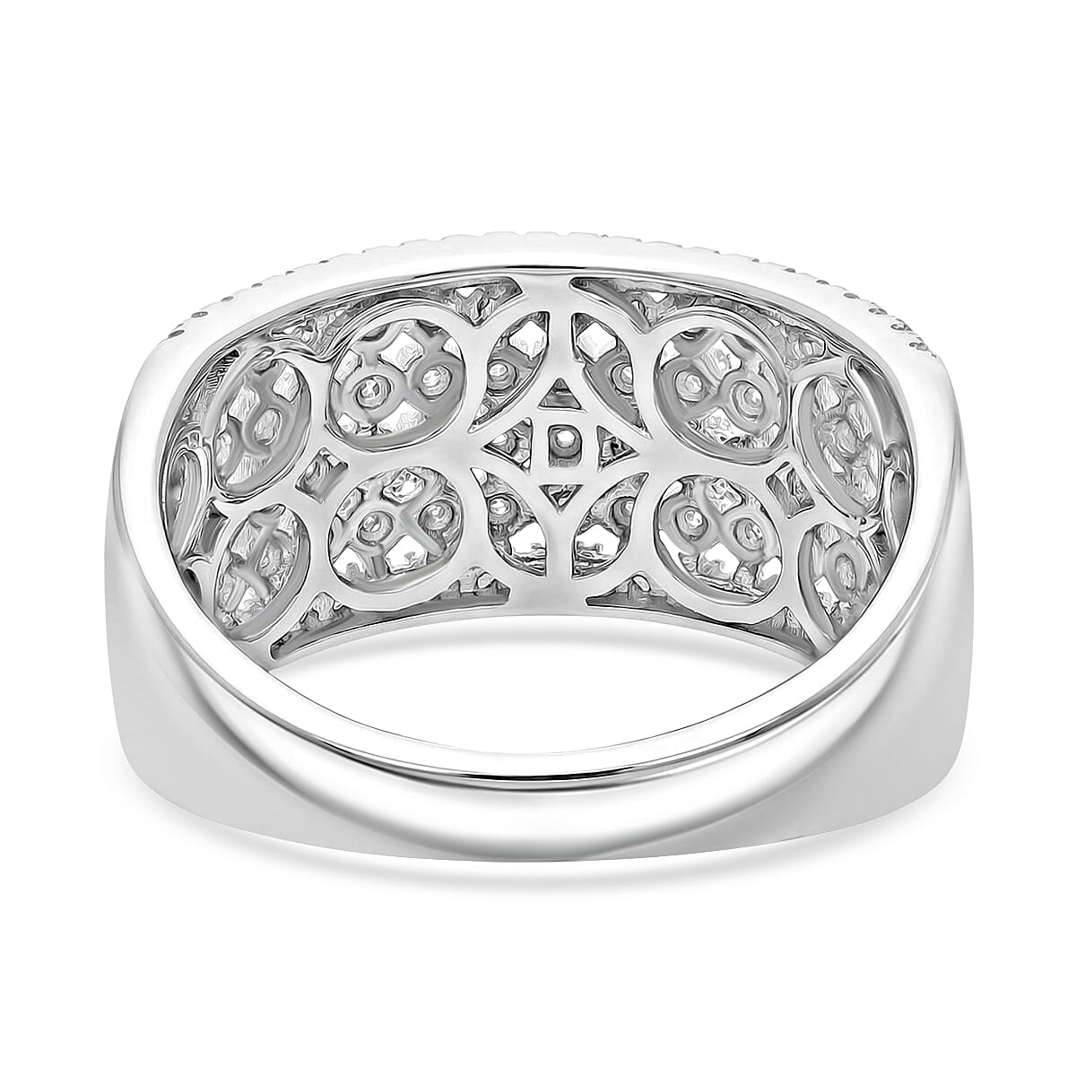 D'Joy Diamond 0.50 ctw Wide Band Ring in Rhodium Over Sterling Silver (Size  10.0)