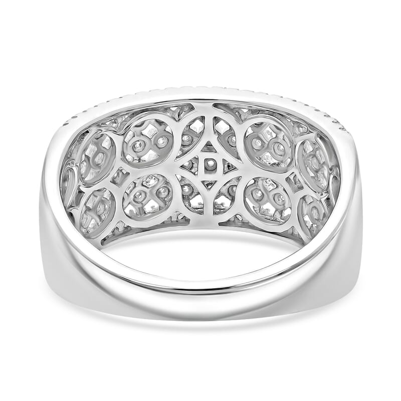 D'Joy Diamond 0.50 ctw Wide Band Ring in Rhodium Over Sterling Silver (Size  10.0)