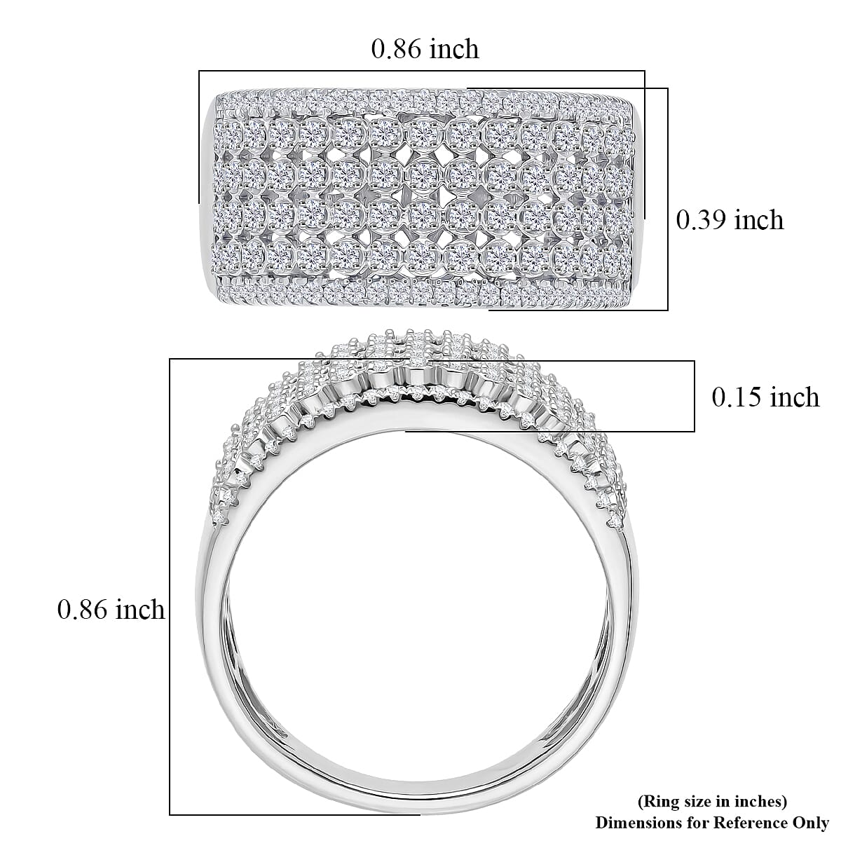 D'Joy Diamond 0.50 ctw Wide Band Ring in Rhodium Over Sterling Silver (Size  10.0)