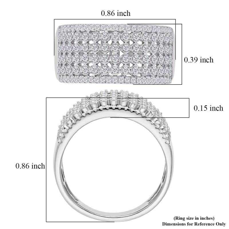 D'Joy Diamond 0.50 ctw Wide Band Ring in Rhodium Over Sterling Silver (Size  10.0)
