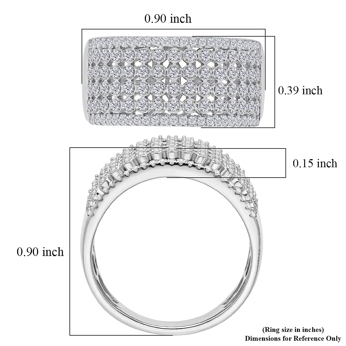 D'Joy Diamond 0.50 ctw Wide Band Ring in Rhodium Over Sterling Silver (Size  6.0)