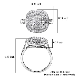 D'Joy Diamond Double Halo Ring in Rhodium Over Sterling Silver (Size 10.0) 0.50 ctw