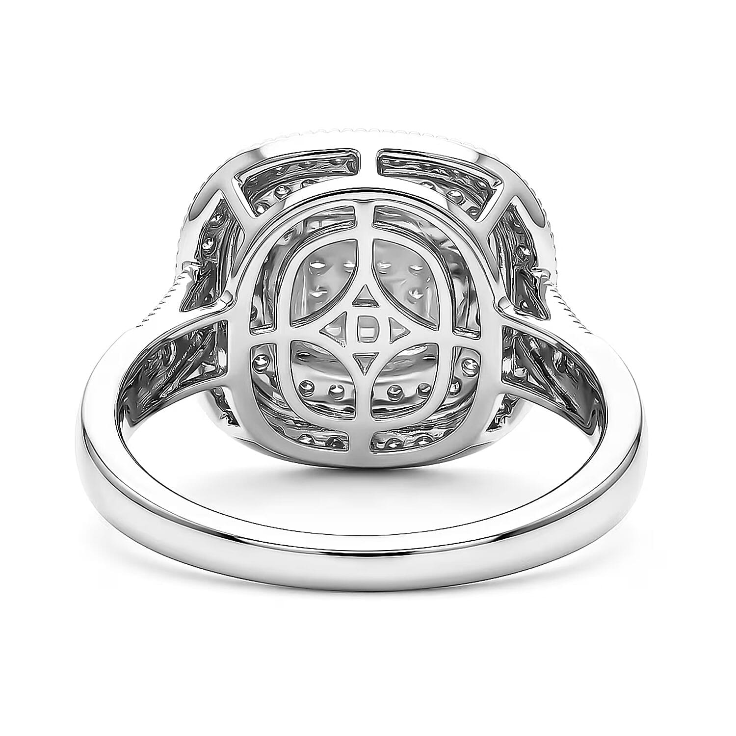 D'Joy Diamond 0.50 ctw Double Halo Ring in Rhodium Over Sterling Silver (Size  10.0)