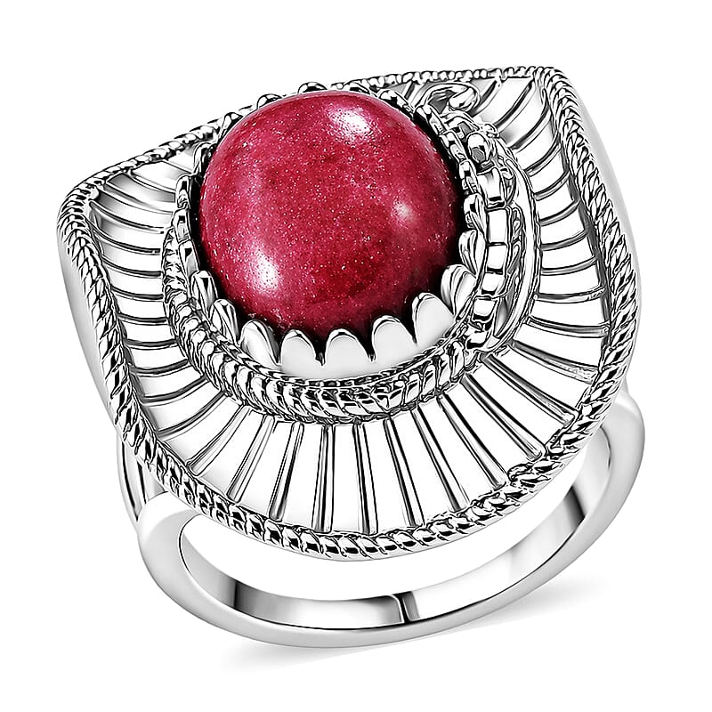 EverTrue Premium Norwegian Thulite 6.20 ctw Cowboy Hat Ring in Platinum Bond (Size 10.0)